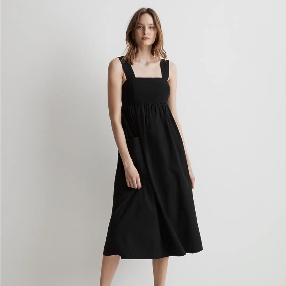NWT Madewell Cutout-Back Empire Midi Dress True Black 4